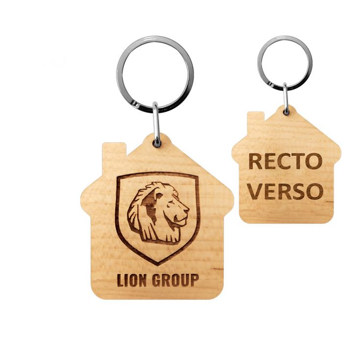 Porte-clé Lion en bois personnalisé