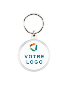 Porte-clés promotionnel photo rond acrylique recto-verso